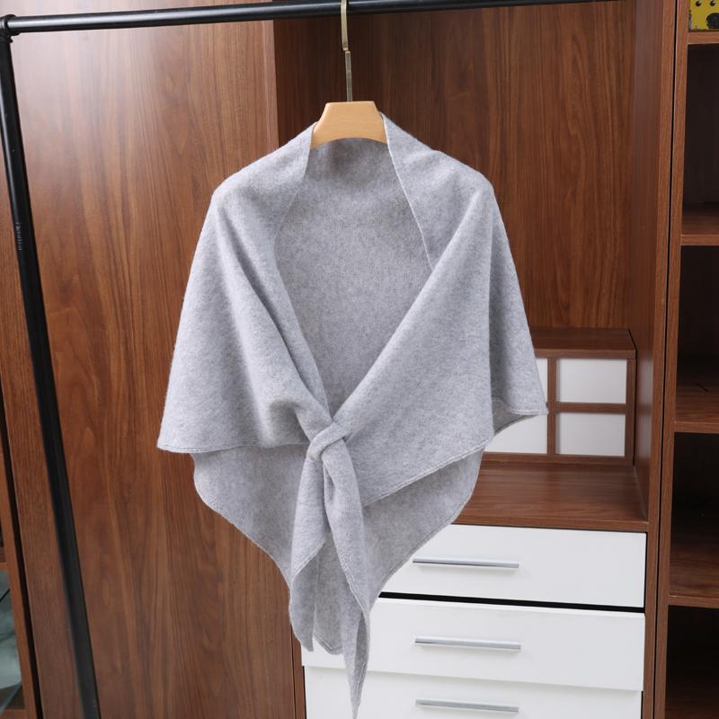 Women's 100% Cashmere Perforated Knit Shawl Wrap Casual Fashion Accessory Versatile Tie Front Winter Daily Outfit poncho scarf