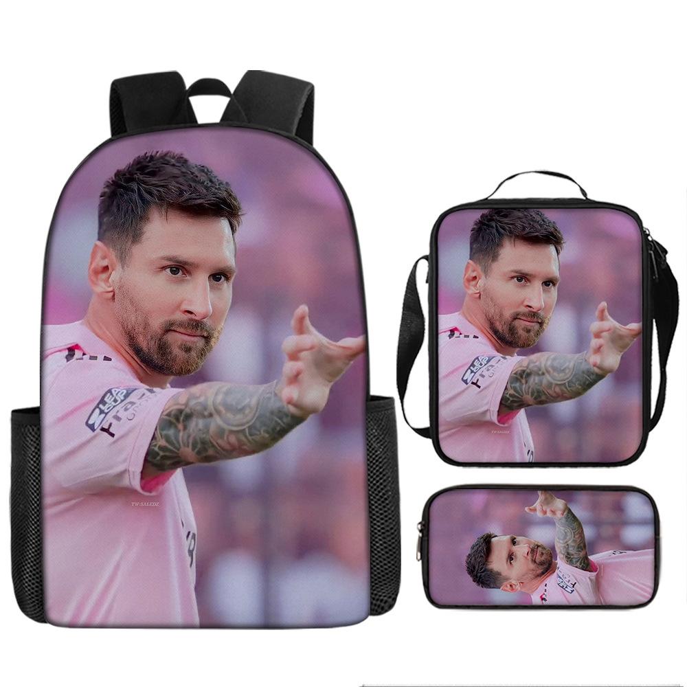 Football Schoolbag Three-Piece Backpack Pencil Bag Satchel Package Primary And Secondary School Students Schoolbag