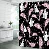 Halloween Shower Curtain Black White Ghost Pink Bat Stars Funny Cartoon Spooky Scary Horror Happy Halloween Holiday Fabric