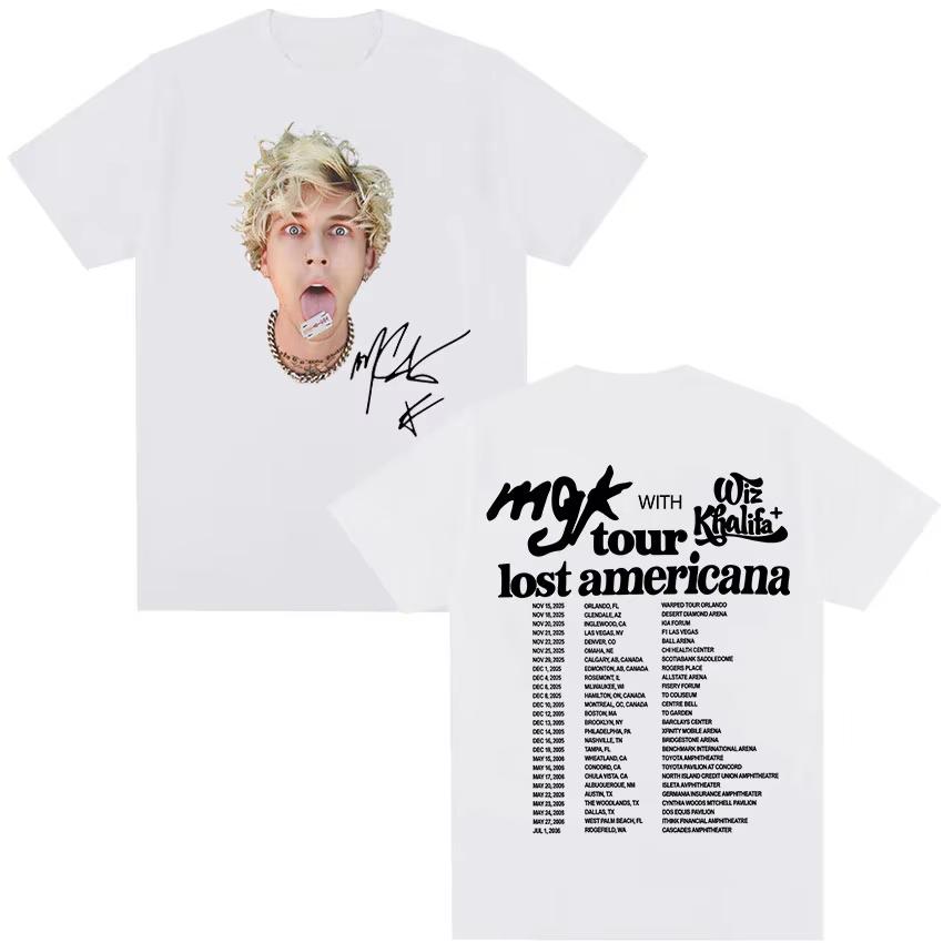 MGK Lost Americana Machine Gun Kelly Tour 2026 T Shirts Unisexs Retro Gothic Fashion TShirt Pure Cotton Tees Hip Hop Streetwear