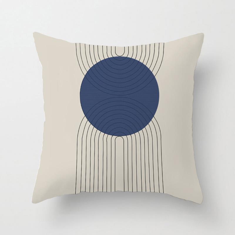 Blue Nordic Style Pillow Cover Geometric Stripe Double-Sided Sofa Window Guest Home Pillow Case Square Shape Pp Cotton