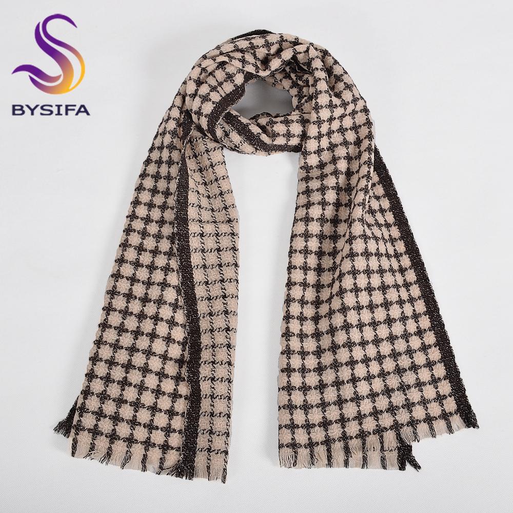 

Orange White Plaid 100% Wool Scarves Pashmina Thicken Ladies Winter Soft Long Scarf Shawl Fashion Short Tassel Warm Neck Scarf