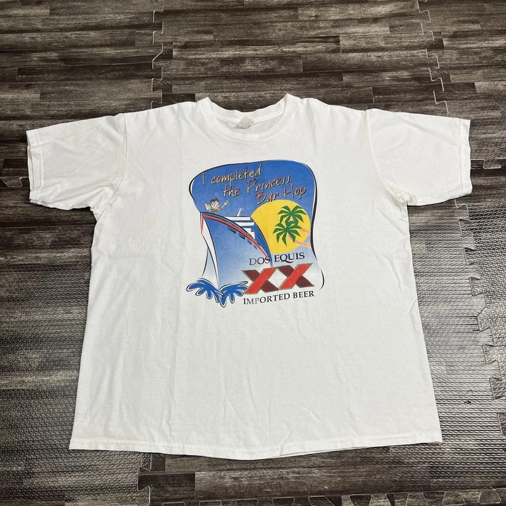 Vintage Dos Equis Princess Cruise Bar Hop Tshirt White XL Beach Casual VTG