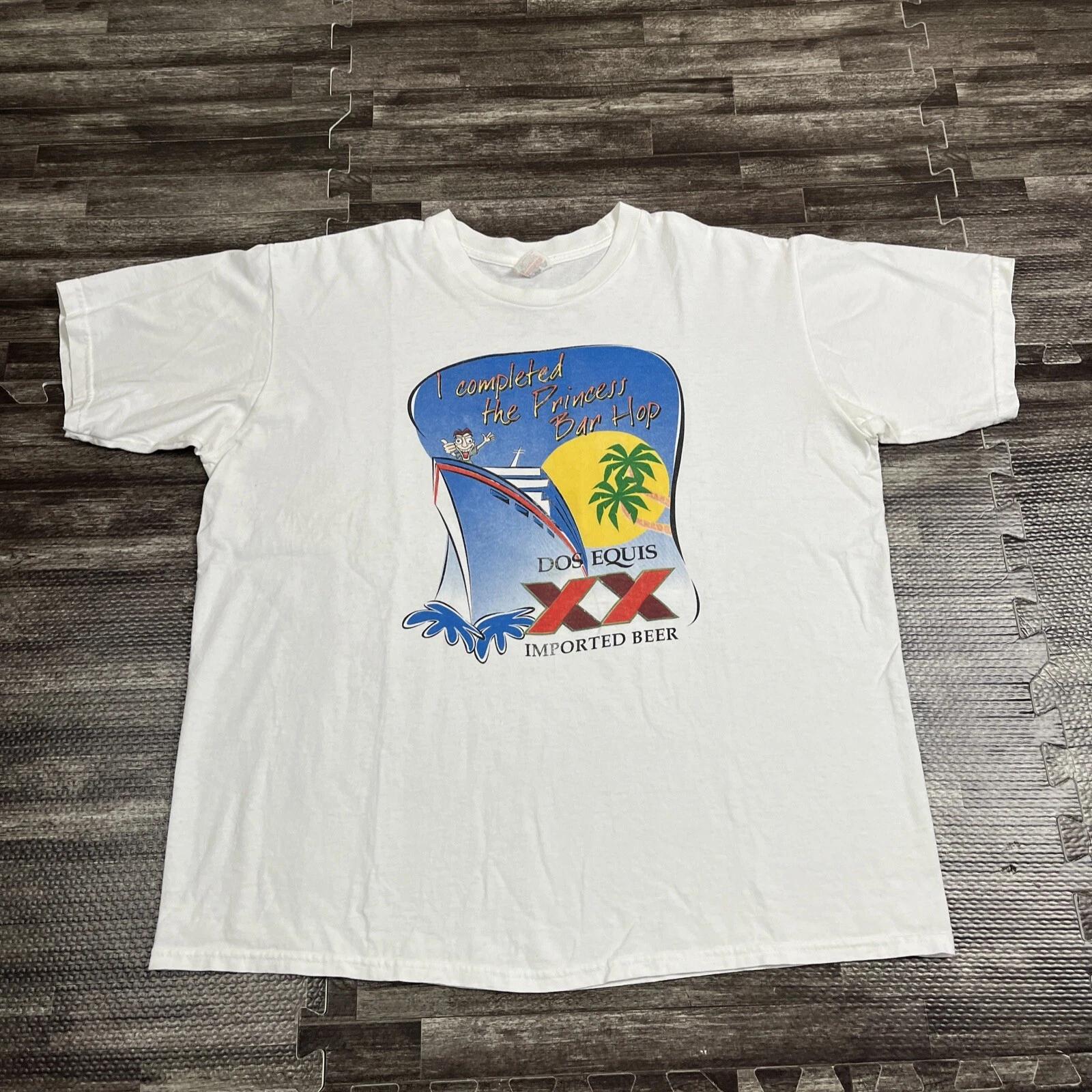 

Vintage Dos Equis Princess Cruise Bar Hop Tshirt White XL Beach Casual VTG XL
