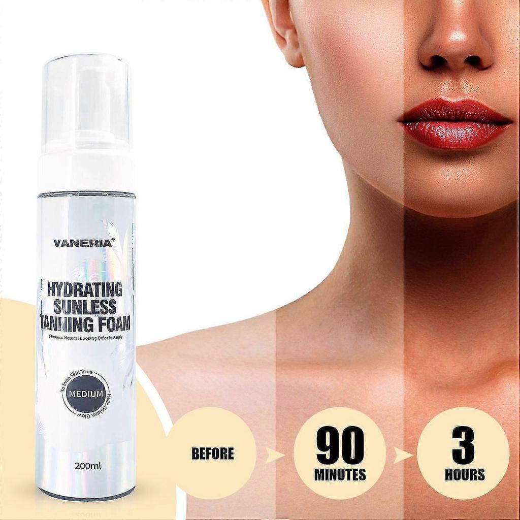 Self-Tanning Foam, Self-Tanning Spray With Glove, Natural Fast Tanning for Face and Body, Self-Tanning for a Rich, Long Lasting Tan, Intense Hydration
