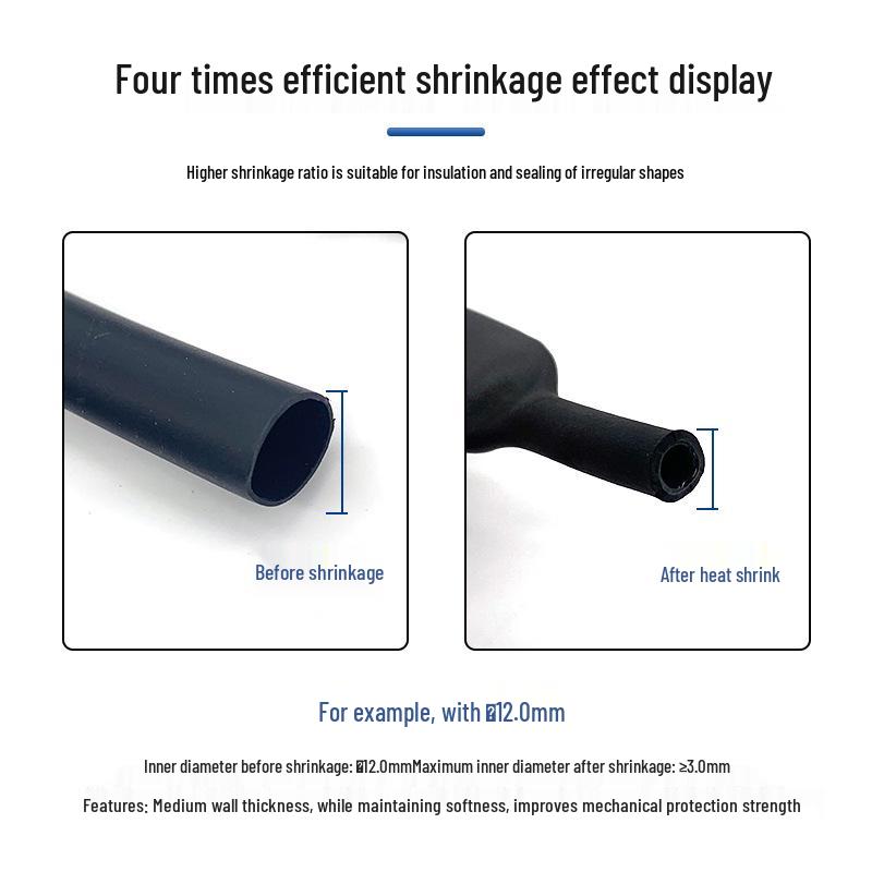 4-Pack Colored Heat Shrink Tube Insulating Sleeve for Data Cable Protection