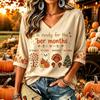 Women's Casual Thanksgiving Print V-Neck Pullover Top for Fall Holiday Everyday Wear