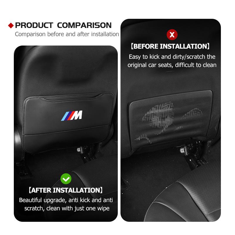Car Seat Backrest Anti Kick Pad Protector Mat Storage Bag Emblem Accessories For BMW E70 E91 E30 G30 E53 M3 M5 X6 X4 X7 E92 E93