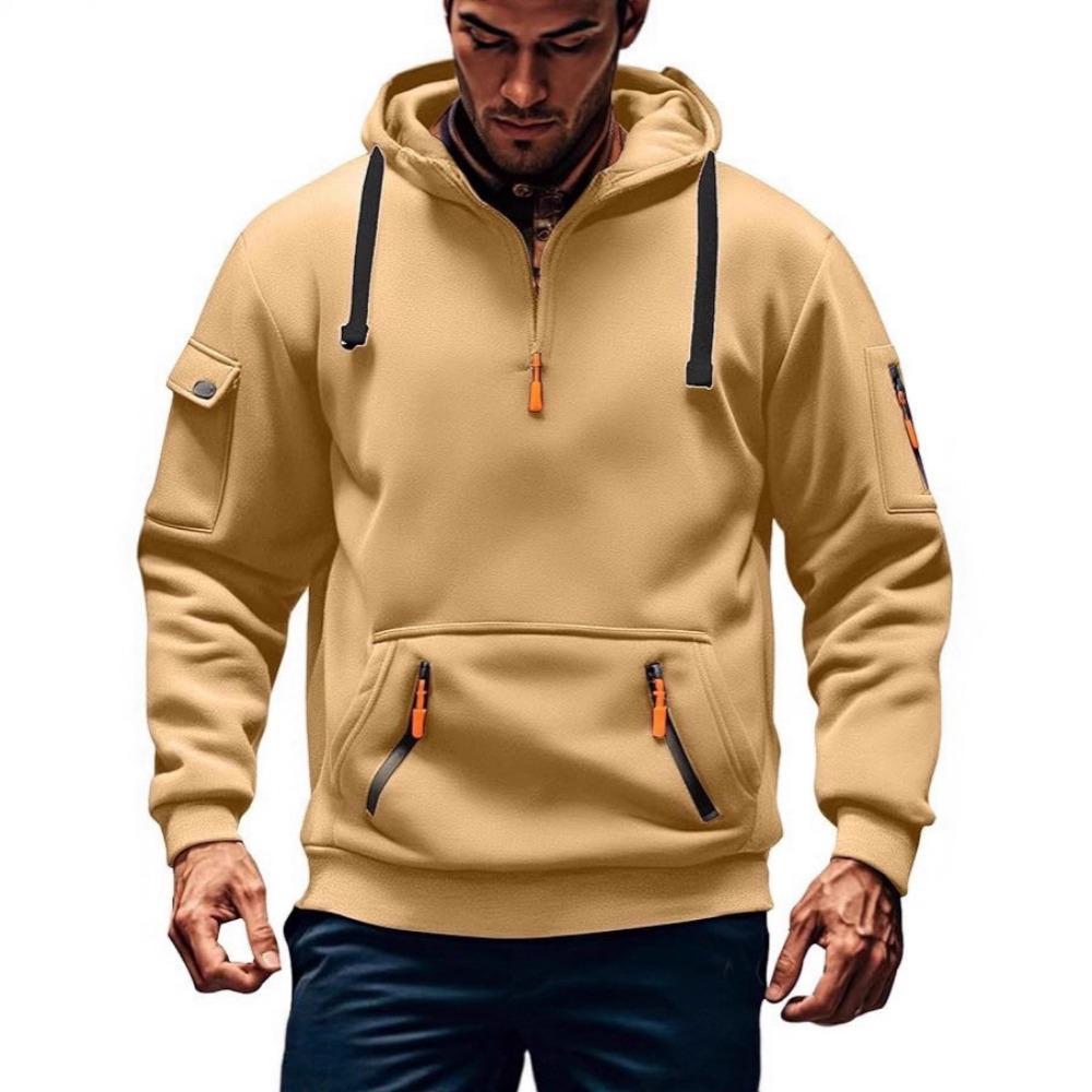 2026 New Men's Multi-zipper Sweatshirt Loose Sports Sweatshirt Casual Daily Clothing Plus Velvet Hoodie