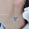 Ladies Elegant Hummingbird Rhinestone Stud Earrings Dangle Earrings Women Spread Wings Bird Earrings
