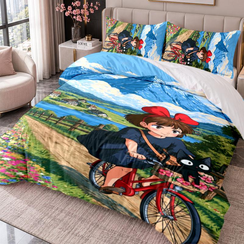 Kiki's Delivery Service Jiji 3Pcs Bedding Set Duvet Cover With Two Pillowcases For Bedroom Home Decoration