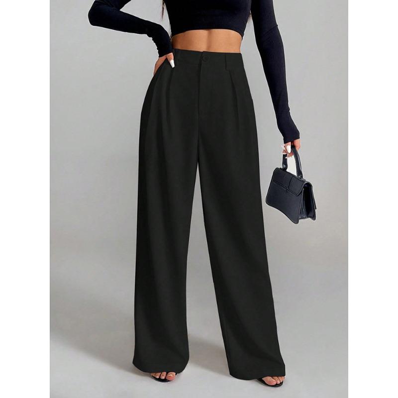 Ladies Drape High Waist Wide Legs Versatile Casual Loose Trousers