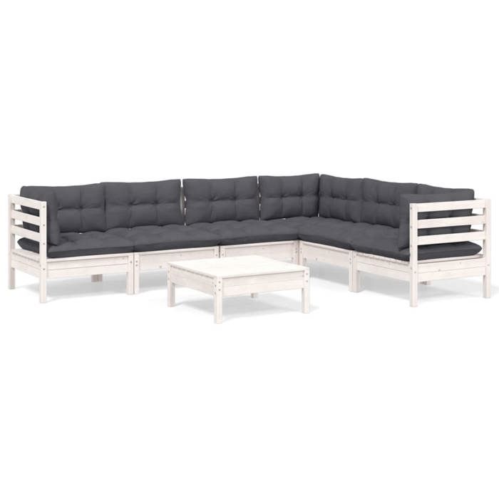 VidaXL Bois de Pin Massif Salon de Jardin 7 pcs avec Coussins Mobilier de Patio Meubles d'Extérieur Mobilier de Jardin 3096690