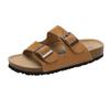Women's Retro Genuine Leather Birkenstock Shoes, Inner Height-Increasing, Single Strap Beach Slippers, Sizes 35-46 Available