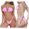 Bikini-Tanga-Micro-Zweiteiler rosa Tanga gebunden - L Bikini-Tanga-Micro-Zweiteiler rosa Tanga gebunden - L