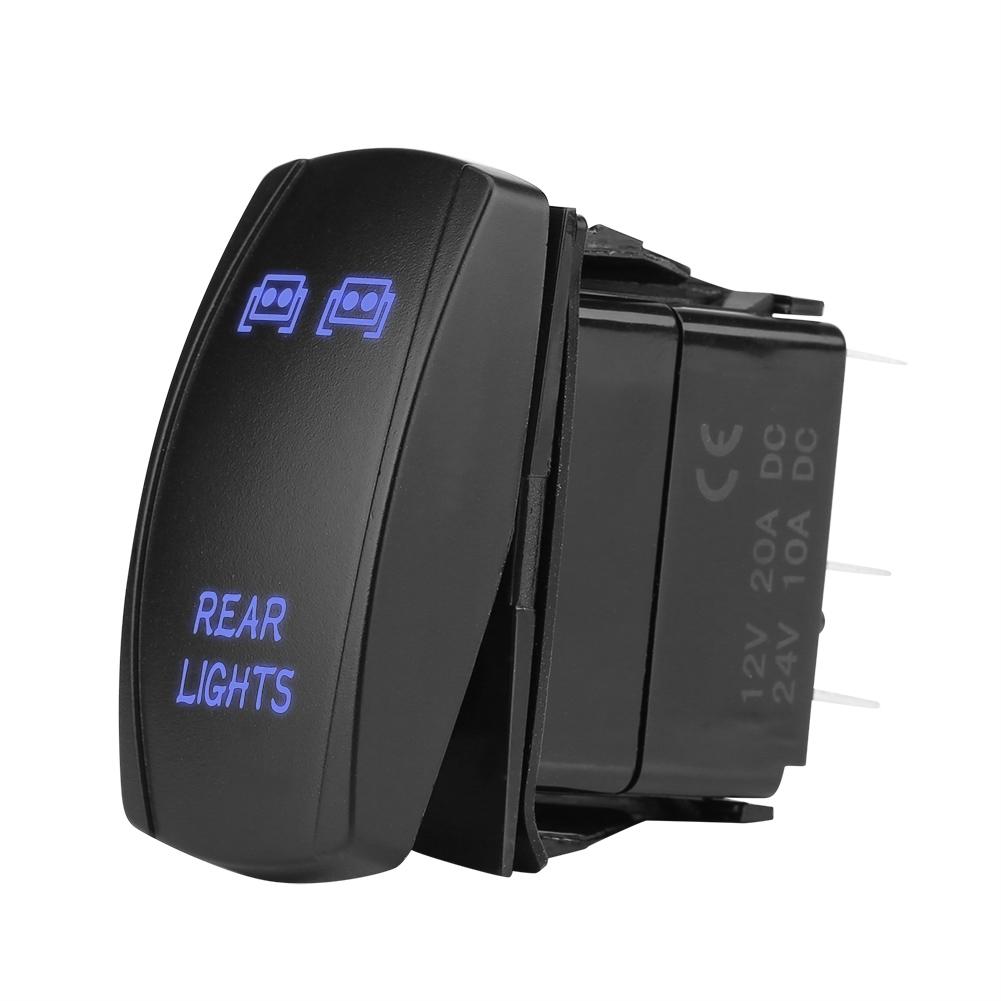 DC 12V 24V Blue LED Light Laser 5 Pin Rear Light On OFF Rocker Switch for Car Boat