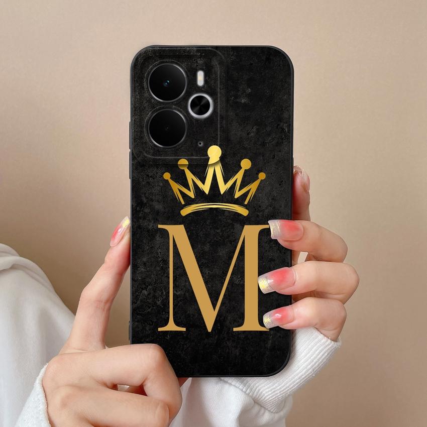 For Oppo Realme 14 15 16 13 Pro 14T 14X 15T 15X 14ProLite Phone Case Luxury Gold Crown Letters Shell Lightweight Matte Silicone Camera Protector Cover
