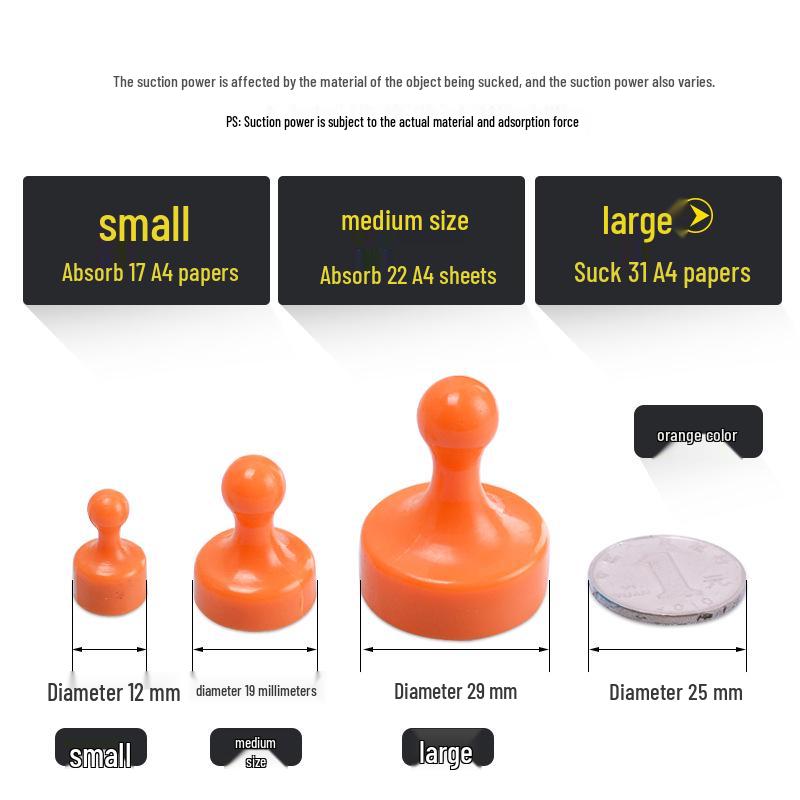 Магнитная кнопка-гвоздь: Сильная магнитная сила, Разноцветные, Идеально для доски, Рисования и Каллиграфии. 10 pcs - Small