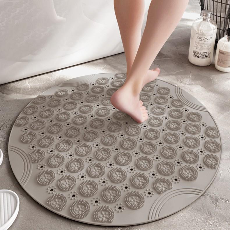 Elderly Anti-Slip Waterproof Shower Mat with Suction Cups & Foot Scrubber