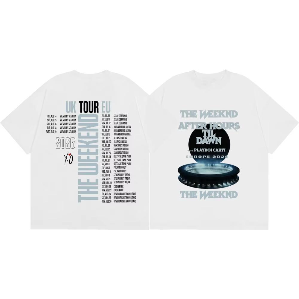 2026 The Weeknd After Hours Til Dawn Tour 2026 Merch T Shirts Fashion Hip Hop Short Sleeve T-shirts Men Women Casual Cotton T-shirt Casual Tee Tops