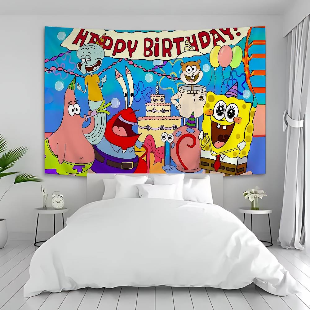 Anime SSpongeBobes Cute Colorful Tapestry Wall Hanging Bohemian Wall Tapestries Mandala Wall Art Decor