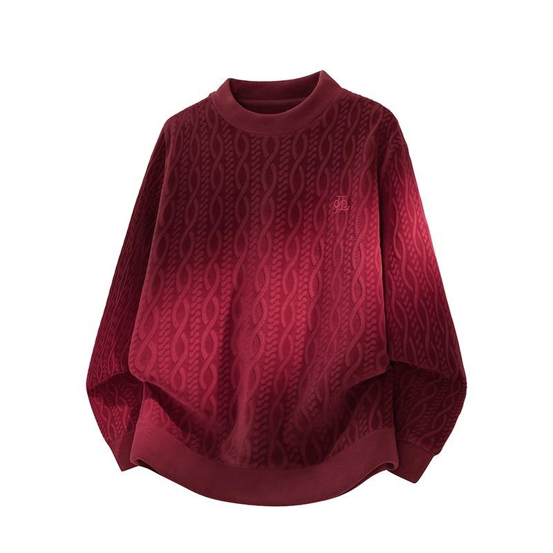 Oversize-Sweatshirt für Damen mit Zopfmuster, geprägtem Strickmuster und Rundhalsausschnitt – lässiger Pullover