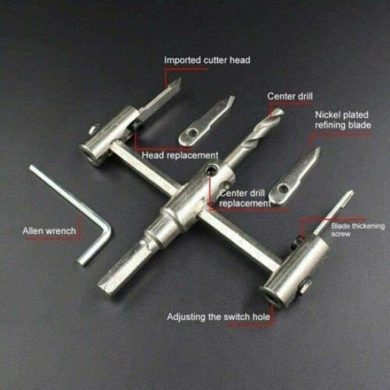 Adjustable Circle Hole Cutter Heavy Duty Wood Hole Saw Drill Bit Saw Round Cutting for Woodworking 40mm-120mm