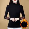 New Winter Casual Pullover Long-sleeved Base T-shirt for Women's Half-high Neck Embroidered Middle-aged Mother's Top