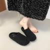 Foreign style, fashionable and versatile, lazy flat-bottomed fluffy shoes for women in autumn and winter 2025, new outer wear bag head cotton slippers