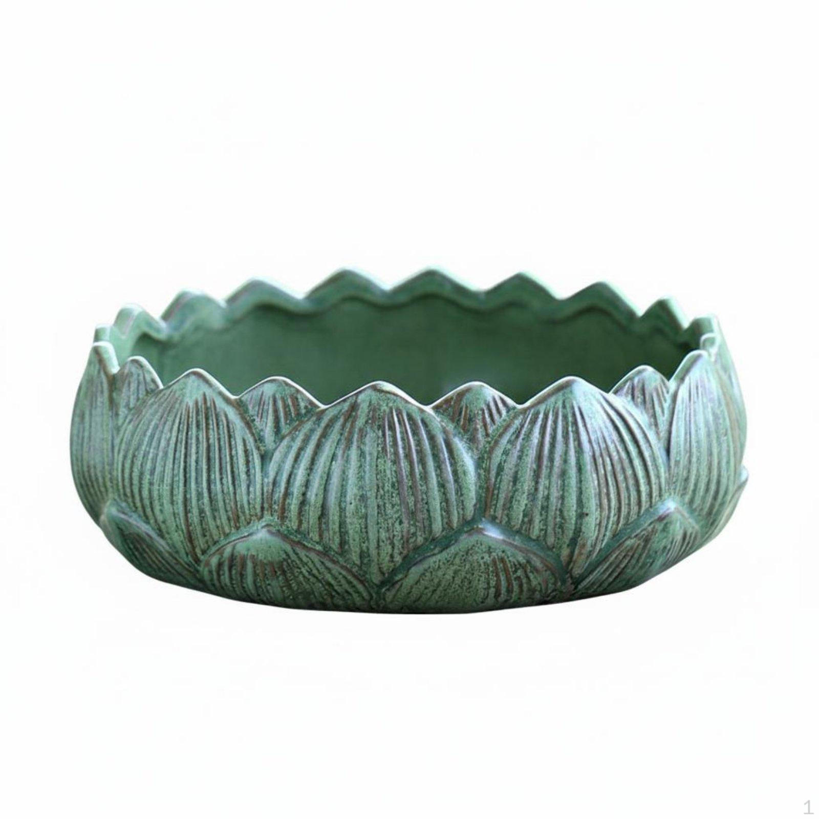 Lotus Flower Pot Large Diameter Planter With Drainage Hole Ceramic Bowl for Gardeners, Balcony,
