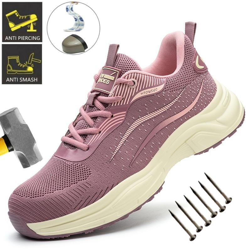 Work Safety Shoes Lightweight Protective Work Sneakers For Women Lightweight Men Shoes Breathable Anti-Puncture Work Shoes