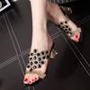 Thick heel women's sandals 20 summer new fashion fish mouth women's cool slippers rhinestone middle heel women's shoes