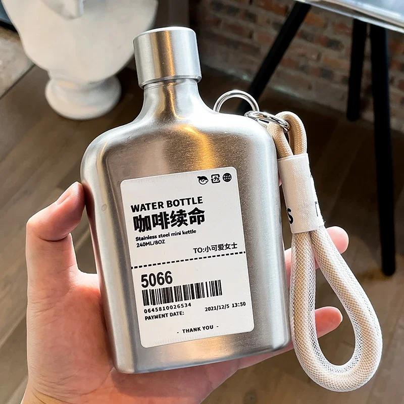 9oz Stainless Steel Hip Flask Liquor Wine Bottle Portable Outdoor Camping Vodka Flagon Whiskey Coffee Milk Tea Pot