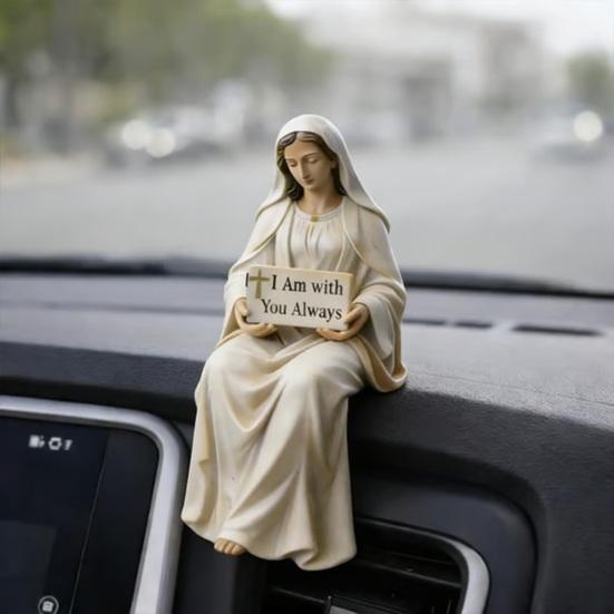 Jesus Resin Car Ornament Figurine Compact Sitting Design Handcrafted Jesus Statue Dashboard Table Shelf Home Office