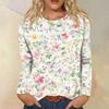 Women's Fashion Casual Long Sleeve  Print Round Neck Top