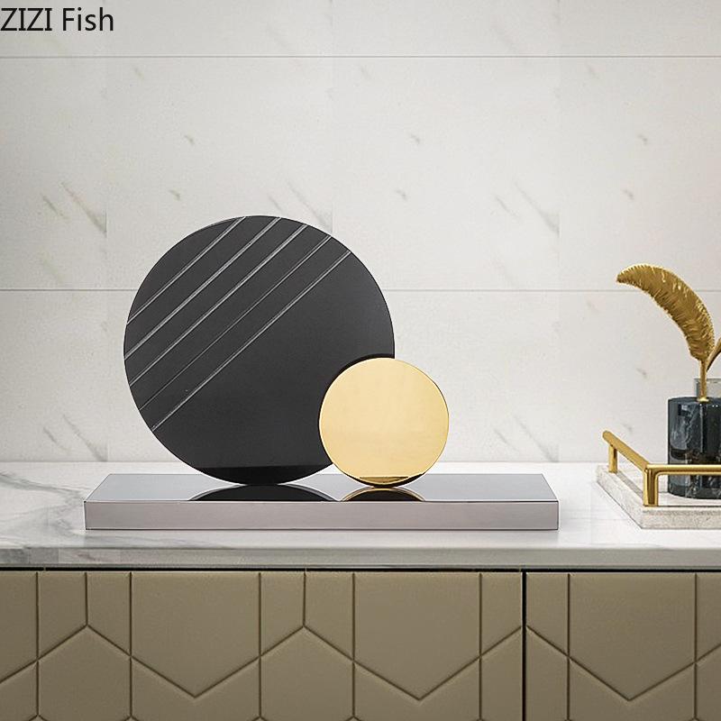 Marble Circular Ring Minimalist Geometric Ornaments Desk Decoration Modern Artwork Geometric Circular Ring Room Aesthetic Decor