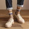 7 Pairs Of Men's Trendy Striped Pattern Crew Socks, Breathable Comfy Casual Unisex Socks For Men's Outdoor Wearing
