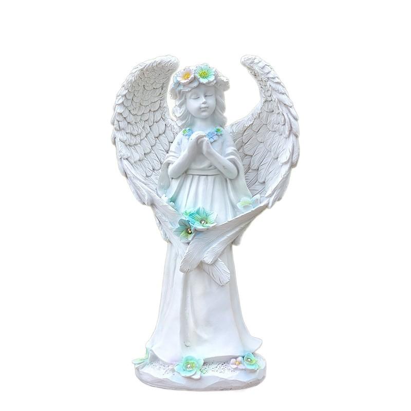 Solar Powered Angel Resin Garden Statue Outdoor Decor Patio Yard Home Decoration Floral Fairy Sculpture
