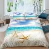 Starfish Duvet Cover Set KingQueen Size,Hawaii Tropical Landscape Duvet Cover,Beach Conch Print Comforter Cover For Kids Teens