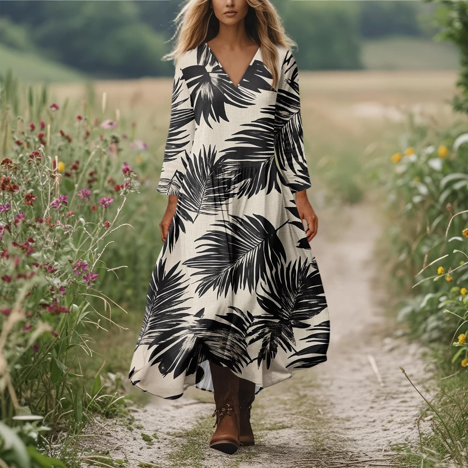 

Женское повседневное и модное платье с круглым вырезом и длинными рукавами средней длины M бежевый