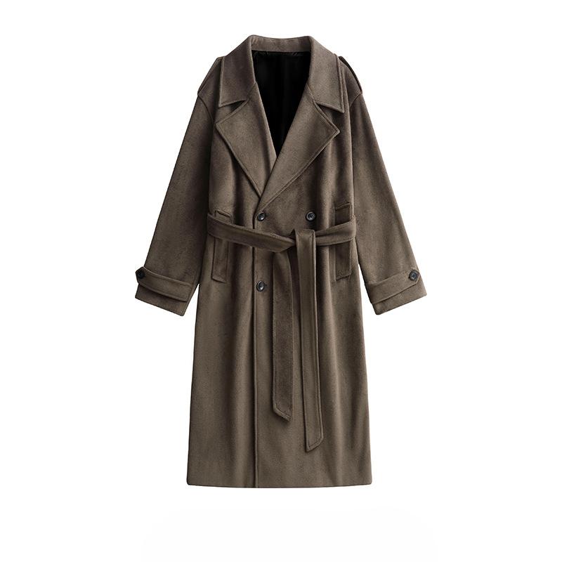 Neuer Wollmantel mit Herbst- und Winter Lang Lässig Locker Überknie Jacke für Herren Taillenbetont Koreanischer Windbreaker