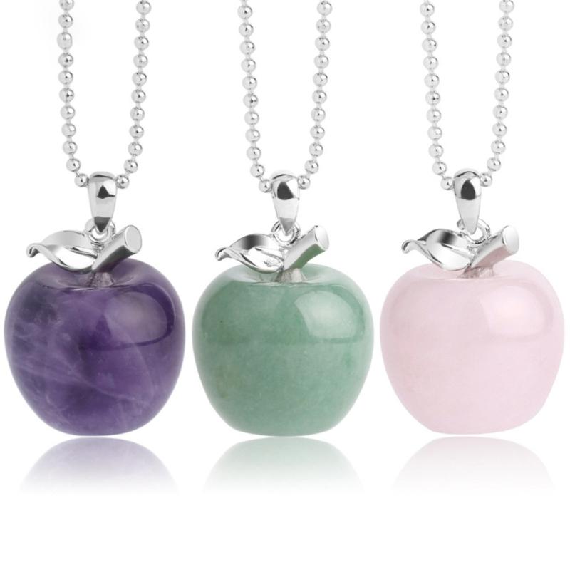 Fashionable Natural Stone Pendant Necklace Elegant Apples Pendant Necklace Suitable for Fashion Enthusiasts Present