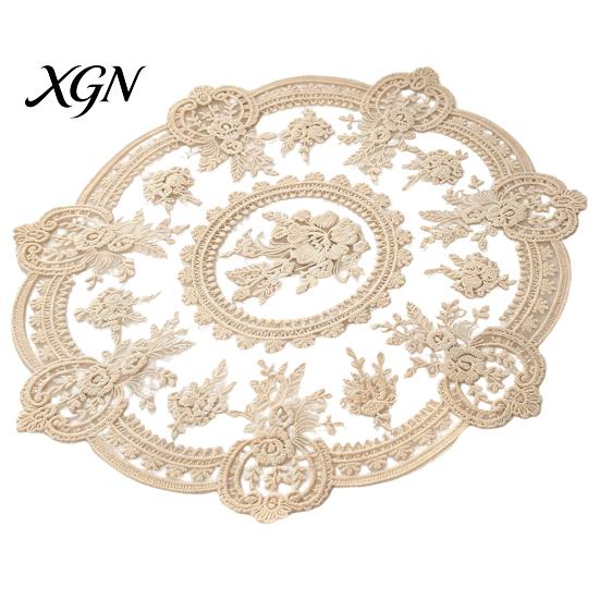 Elegant Lace Doily for Tea Party Retro Round Doily, Embroidered Floral Coaster, 13 Inch Table Decor Sheer Placemat Wedding, Vintage Style