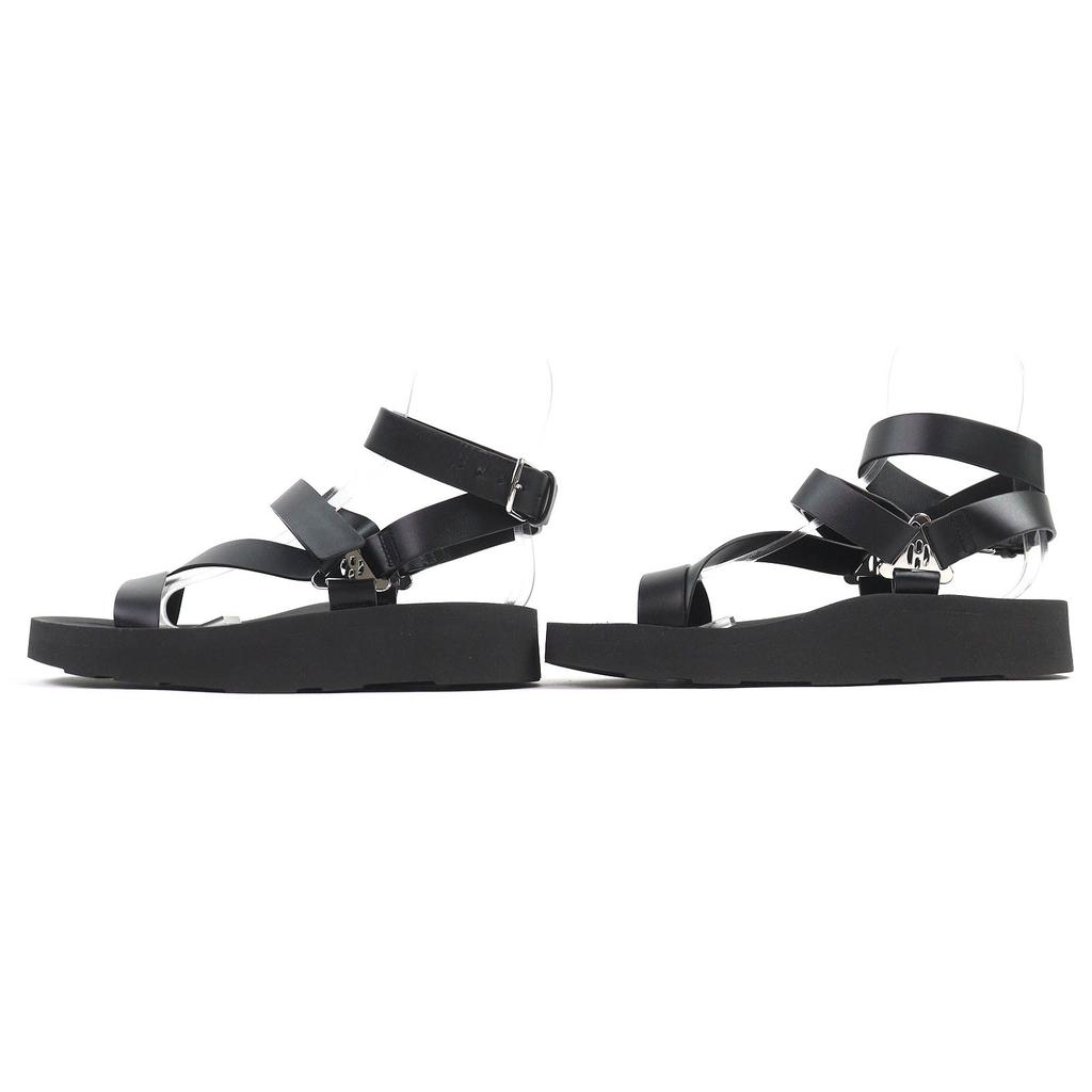 HERMES Sandals Galaxy H Diama Leather Strap black Women 37.5 231162Z Used