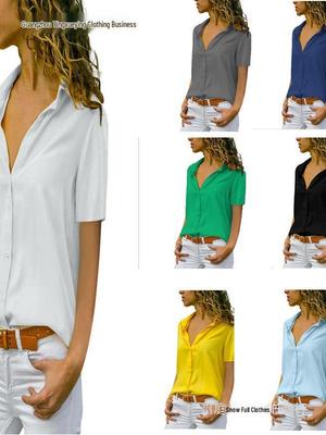Solid Color Women's Short Sleeve Shirt