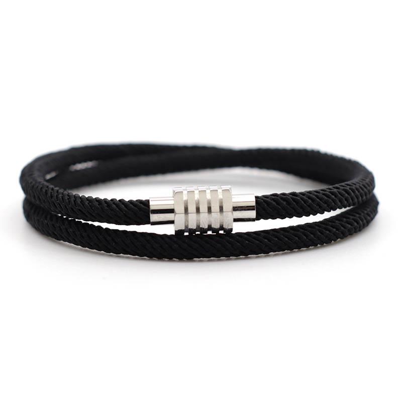 Minimalist 4mm Nylon Rope Bracelet Men Female Attract Magnet Lover Braslet Gift For Couple 100% Stainless Steel Braclet Joias