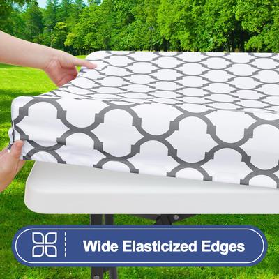 6 Fuß wasserdichte elastische Spann-Tischdecken Rechteckig waschbare Polyester-Tischabdeckung Camping Outdoor