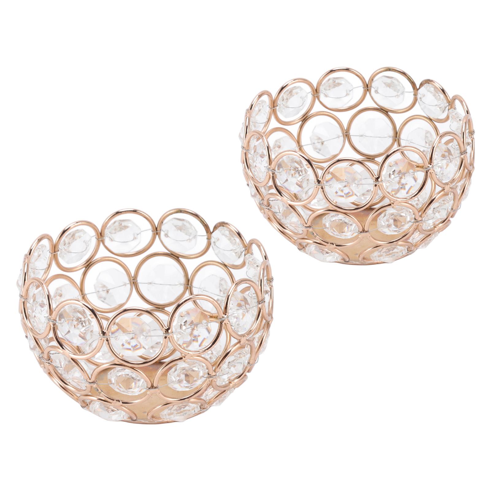 

2 шт. хрустальные металлические чаши подсвечники круглые нескользящее основание стильные простые украшения для вечеринки для домашнего офисного декора подарки