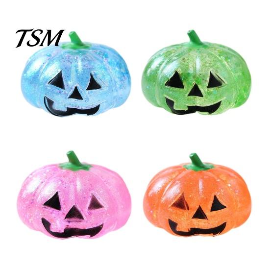 Glitter Pumpkin Desk Toy 1/4Pcs Halloween Stress Relief Toy, Smiling Head Squeeze Clear Fidget Office for Relieve Anxiety Sparkly