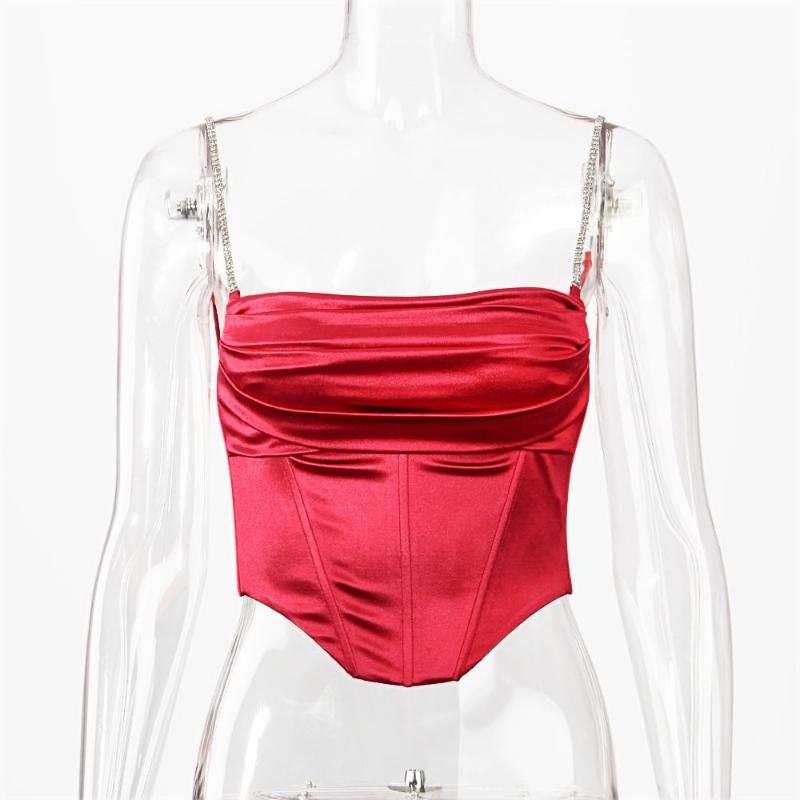 Women's Tops Sexy Hot Satin Undershirt Solid Color Slim Tops Sweet Cool Chain Undershirt